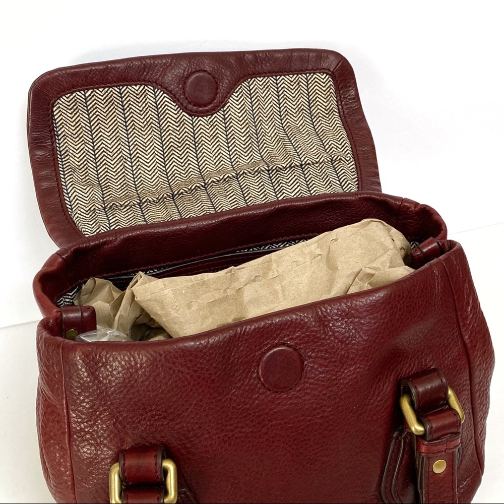 Marc Jacobs Burgundy red leather gold hardware flap open top handles purse bag - Picture 7 of 16
